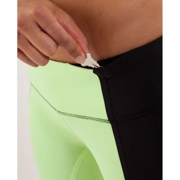 Lululemon Black Lime Green Wunder Under In  Bonded Stripe Size 10 Activewear - Picture 2 of 14